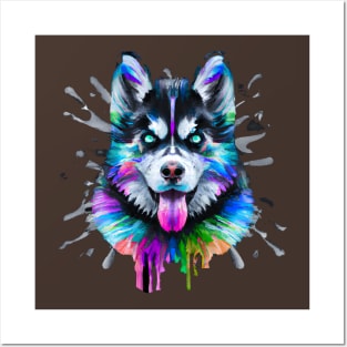 Siberian Husky Happy Dog Colorful Graphic Posters and Art